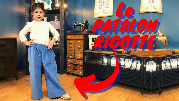 Patron PDF du pantalon Rigotte pour bébé et enfant de 1 an à 10 ans.
